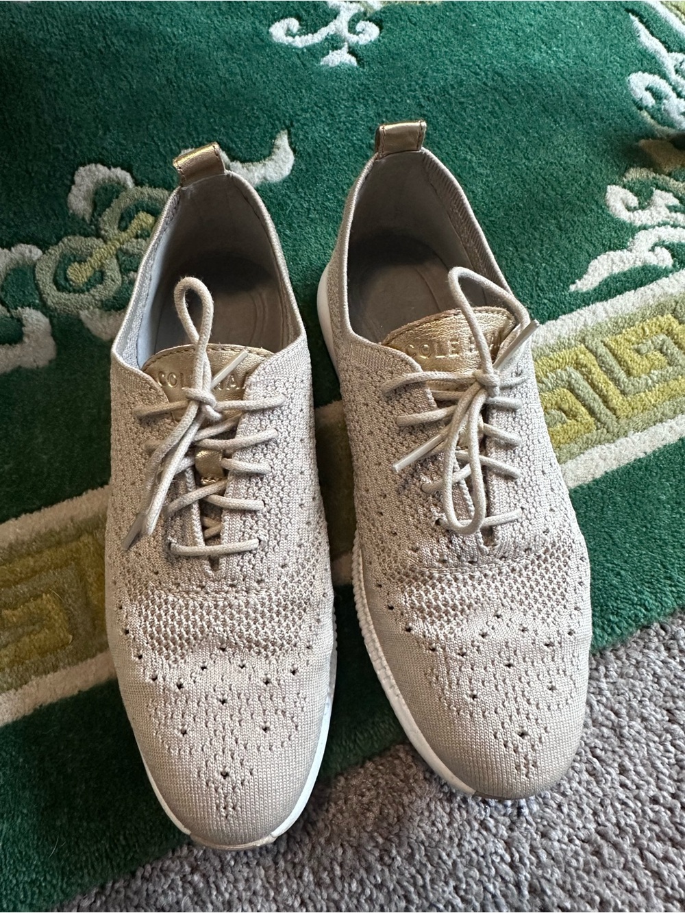 Cole Haan Light Beige Knit Lace-Up Sneakers